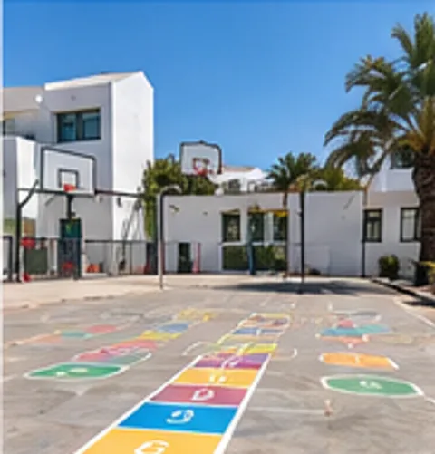 Ejemplo ilustrativo de pintura de un patio escolar